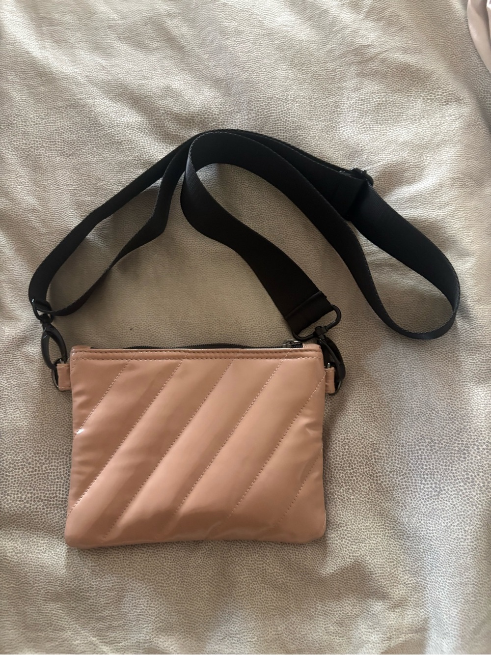 Think Royln beige clutch/make up bag. Quilted EUC